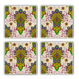 Hermia Juego de 4 Alfombrillas de Cristal 100% Piedra Natural Multicolor
